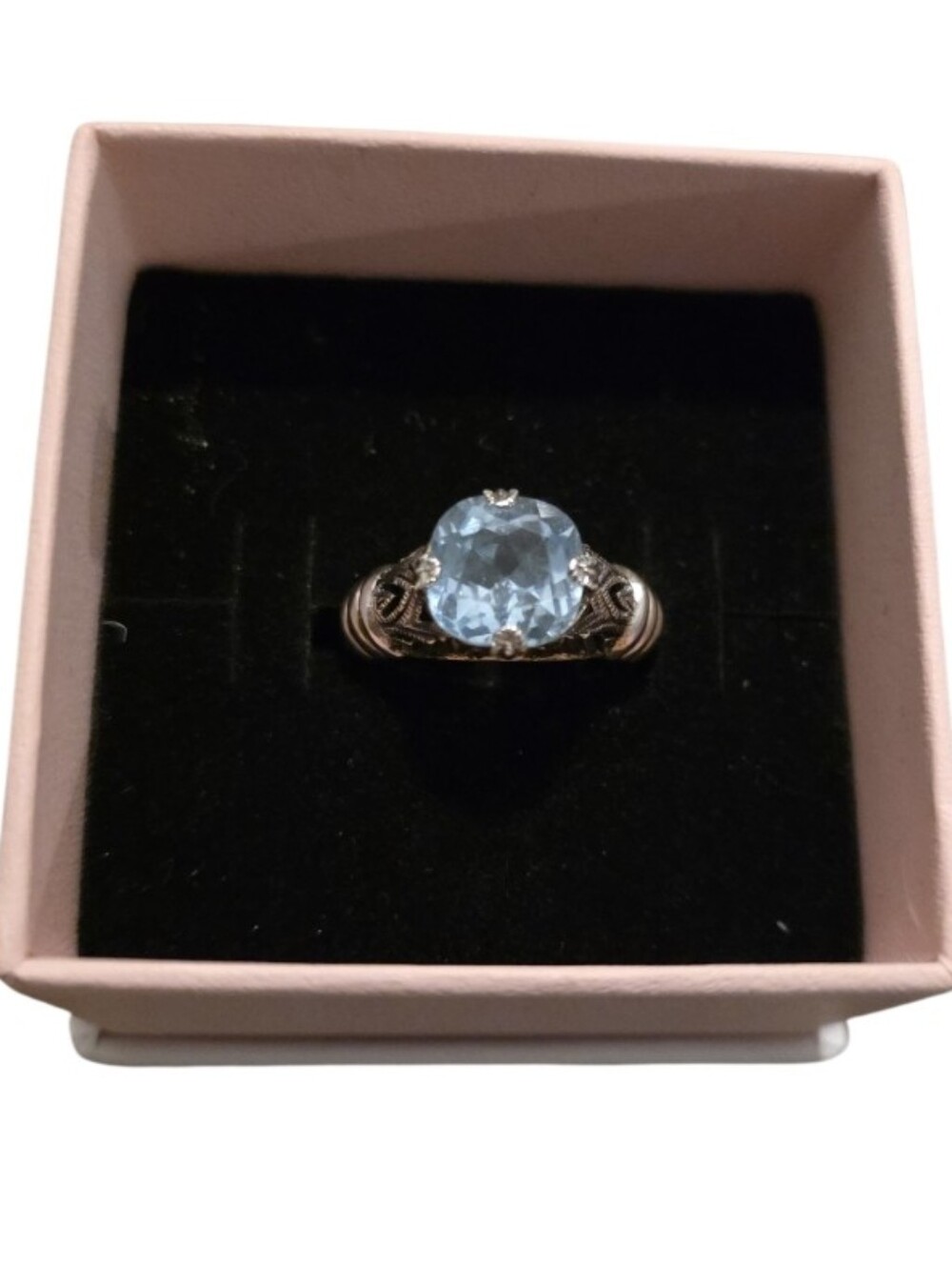 Sterling Silver Ring with Blue Topaz Cushion Cut  Gemstone